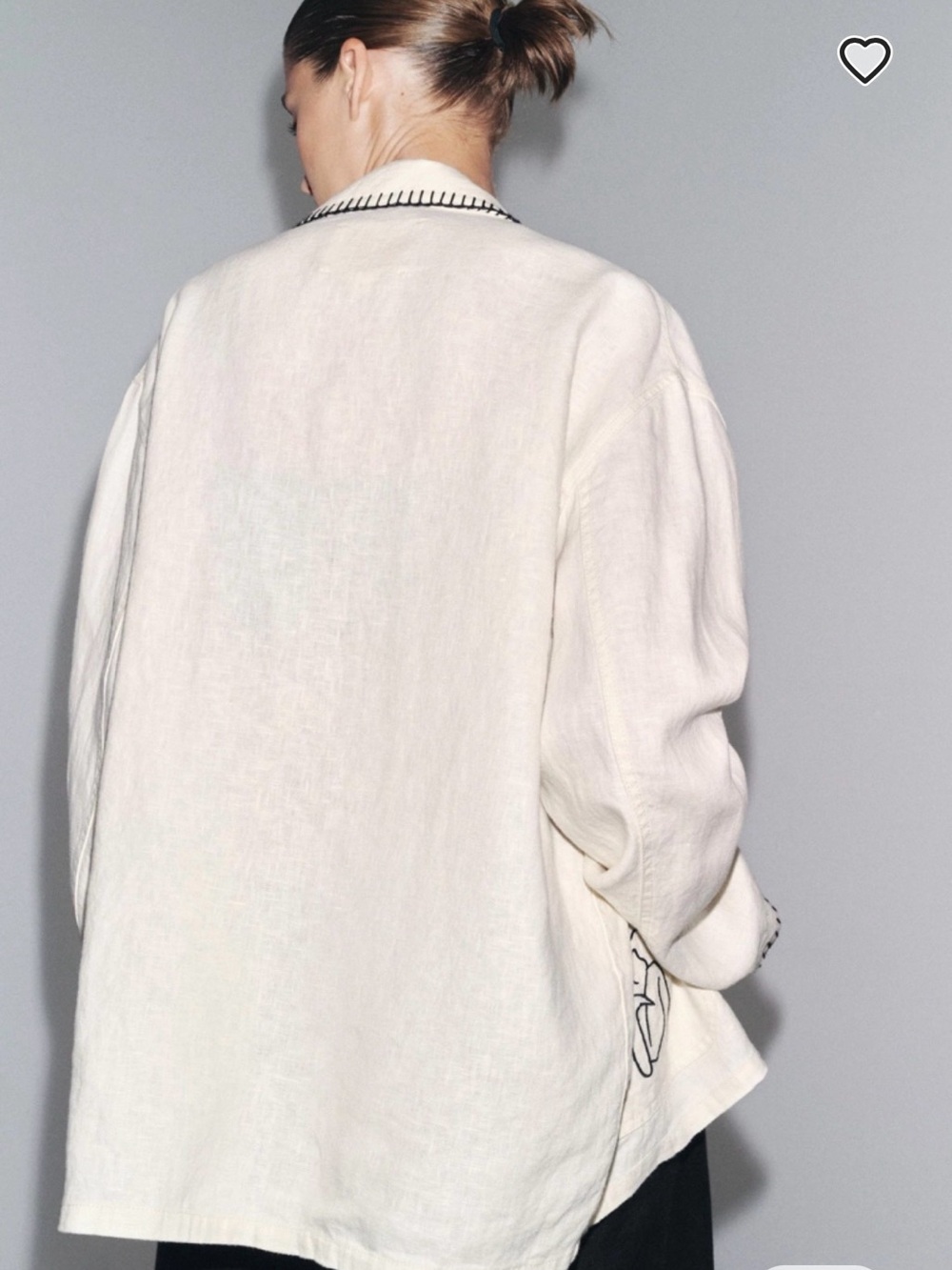 ZW Collection-Embroidered linen overshirt. Size XS - Picture 6 of 9